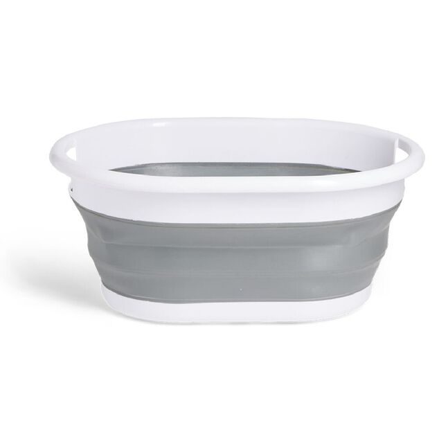 Pani&egrave;re &agrave; linge r&eacute;tractable 54x23x39cm plastique blanc et gris