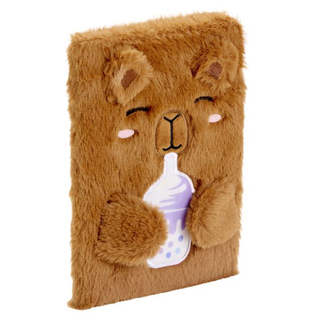 Carnet peluche A5 toucher doux 14,8x21cm (2 mod&egrave;les capybara ou axolotl)