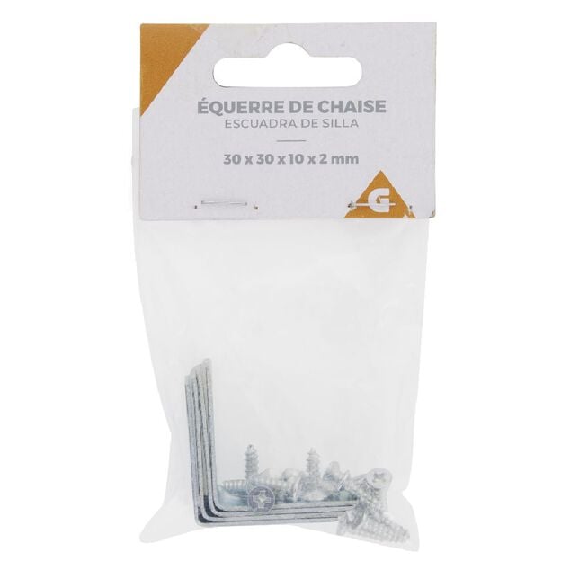 &Eacute;querre chaise 30x30x10 mm  - Largeur 2 mm