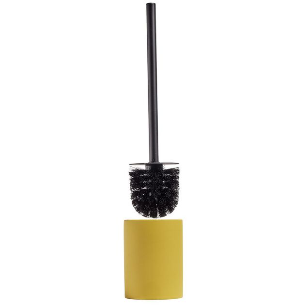 Brosse WC socle rond gr&egrave;s jaune &Oslash;9,2xH36cm