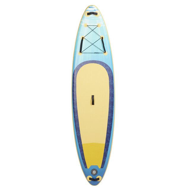 Planche paddle gonflable 1 personne motif corail jaune et bleu 320x81x&Eacute;p15cm