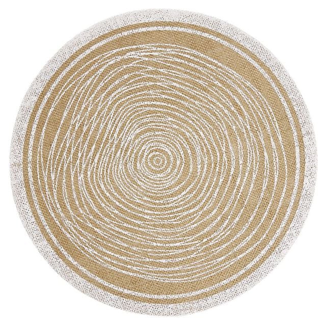 Set de table rond en jute naturel et blanc motif spirale ou pois &Oslash;38cm