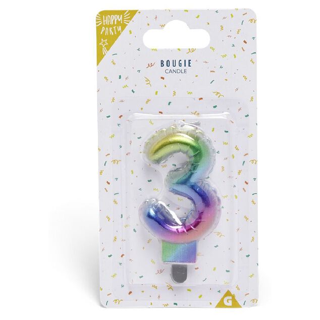 Bougie anniversaire chiffre 3 iridescent