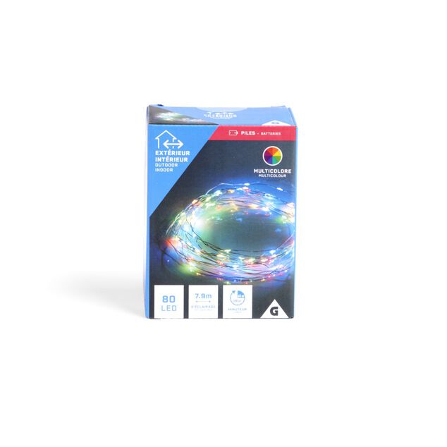 Guirlande fil en cuivre 80LED multicolores 7,9m