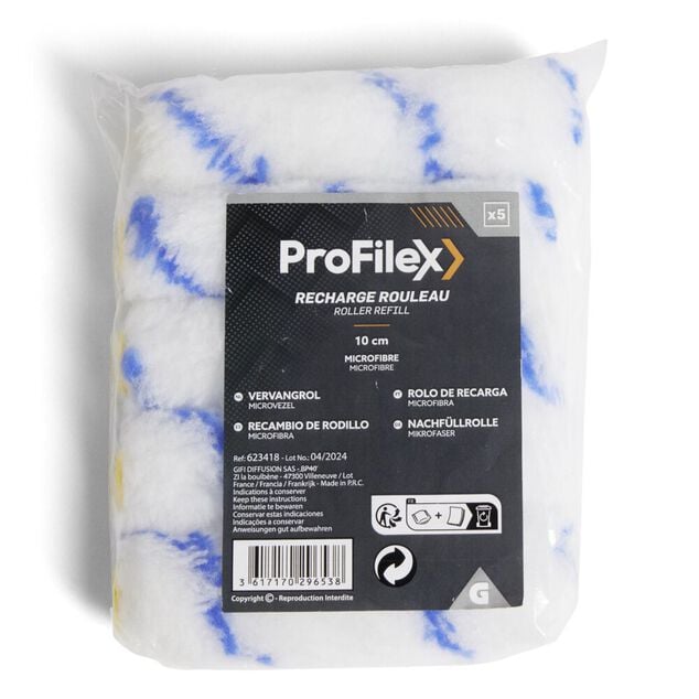 Lot de 5 rouleaux de peinture microfibre 10cm