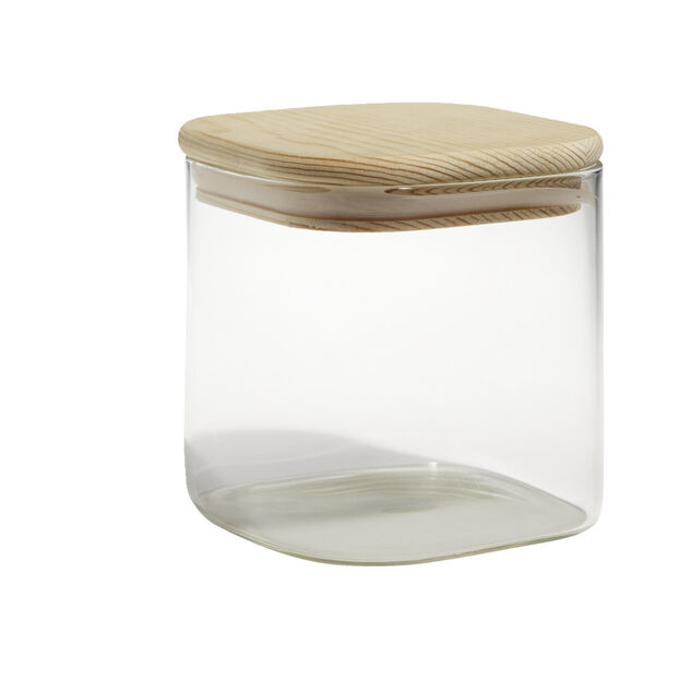 Bocal de conservation 60cl en verre avec couvercle en bois