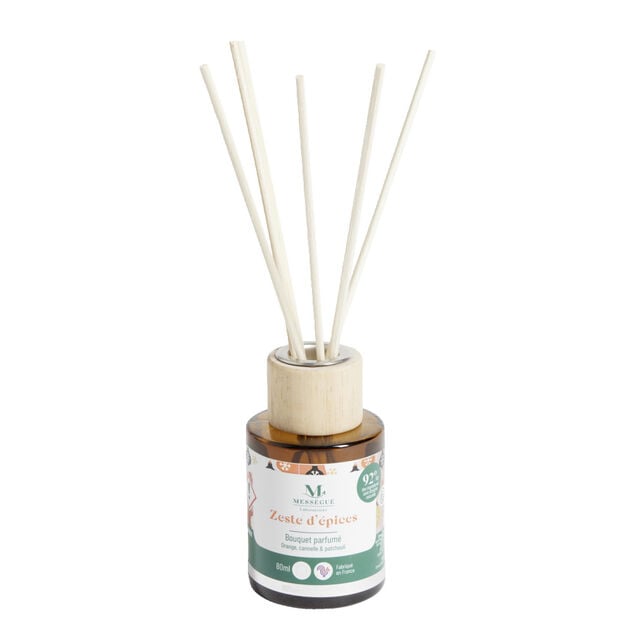 Diffuseur &agrave; b&acirc;tonnets 80ml Mess&eacute;gu&eacute; bouquet parfum&eacute; zeste d'&eacute;pices