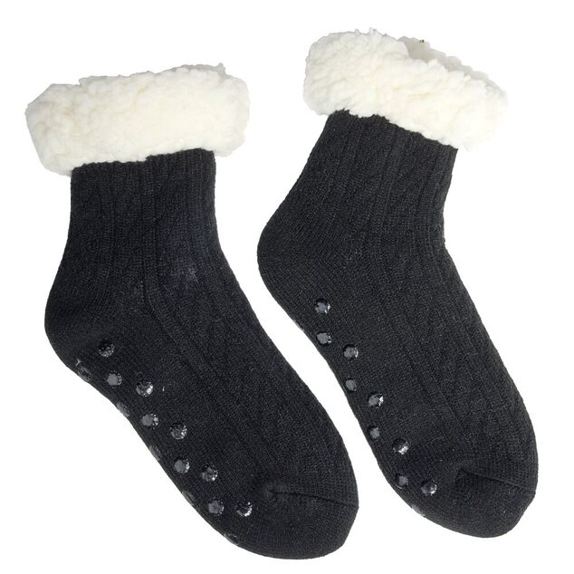 Chaussettes polaires femme antid&eacute;rapantes noires Taille unique