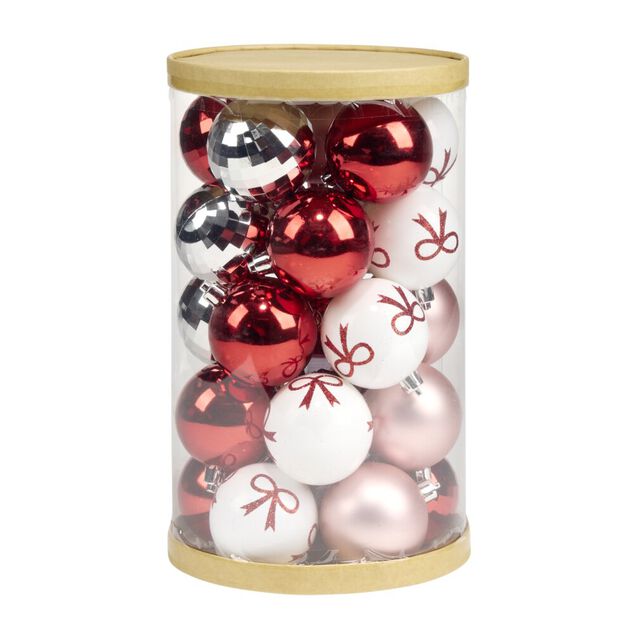 Boule de No&euml;l th&egrave;me rouge x25 Candy &Oslash;6.5cm