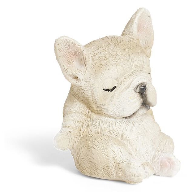 Figurine chiot endormi plastique gris H.6,5cm