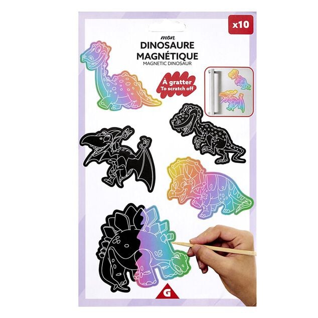 Dinosaure &agrave; gratter papier magn&eacute;tique x10