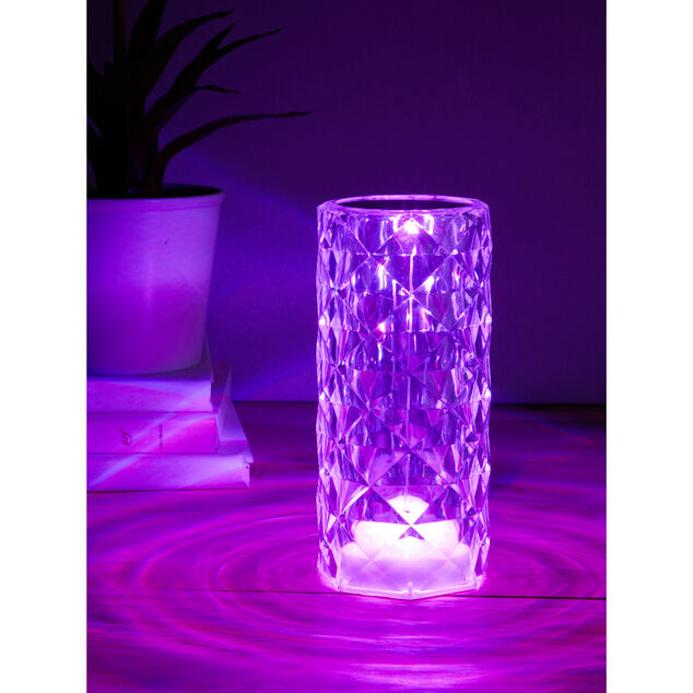 Lampe LED RGB tactile design cristal avec télécommande Ø7,5xH15,5cm