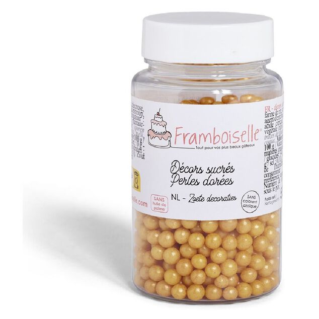 D&eacute;cor sucr&eacute; perles dor&eacute;es Framboiselle 55g