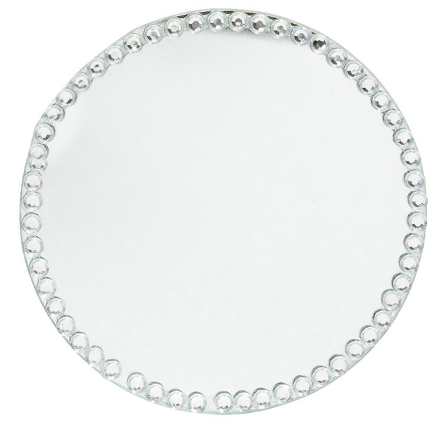 Miroir contour strass 10x10cm - 2 mod&egrave;les rond ou carr&eacute;