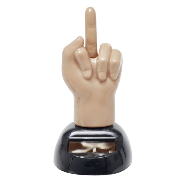 Figurine solaire dansante main geste humoristique H10cm (3 mod&egrave;les)