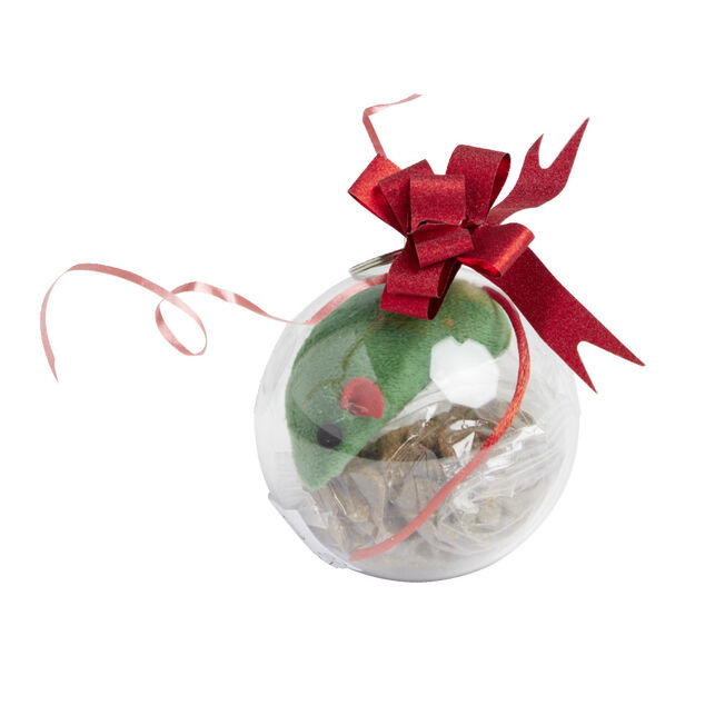 Friandises pour chat dans boule de No&euml;l &Oslash;10cm