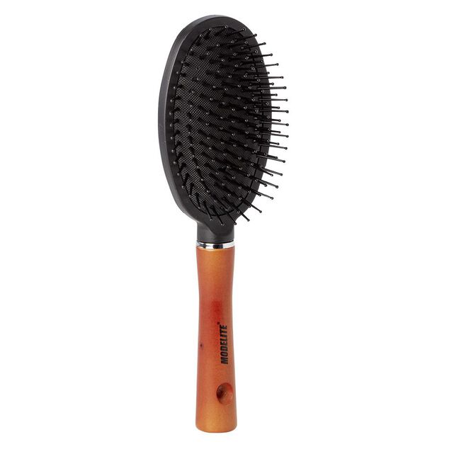 Brosse pneumatique picots perl&eacute;s manche en bois