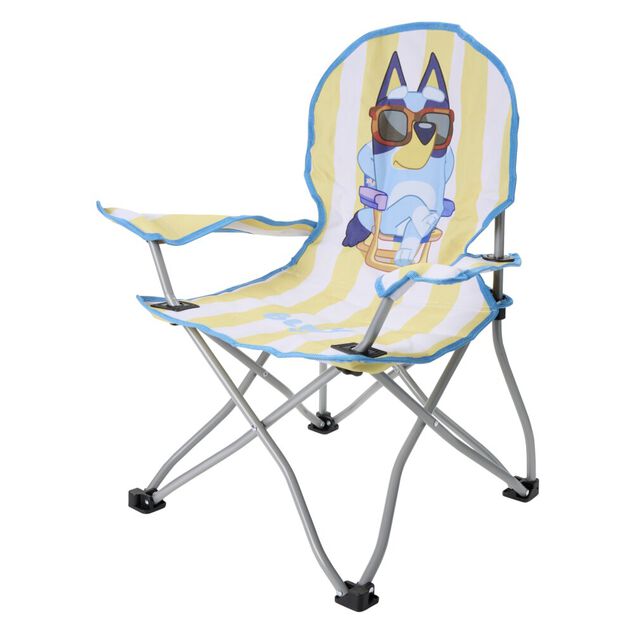 Fauteuil p&ecirc;cheur enfant pliable Bluey m&eacute;tal et polyester jaune  59x39xH62cm