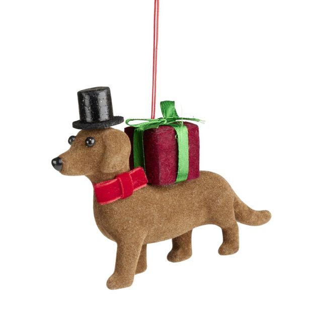 Teckel de No&euml;l &agrave; suspendre L12cm (3 mod&egrave;les)