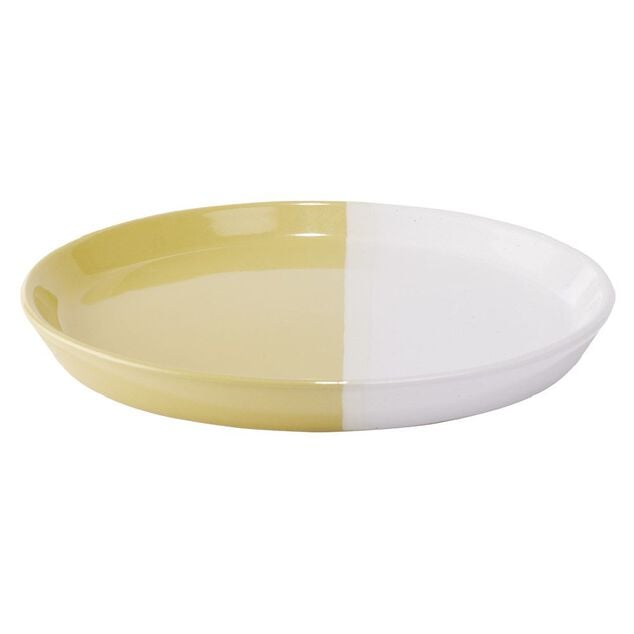 Assiette &agrave; dessert fa&iuml;ence blanc et beige &Oslash;19cm