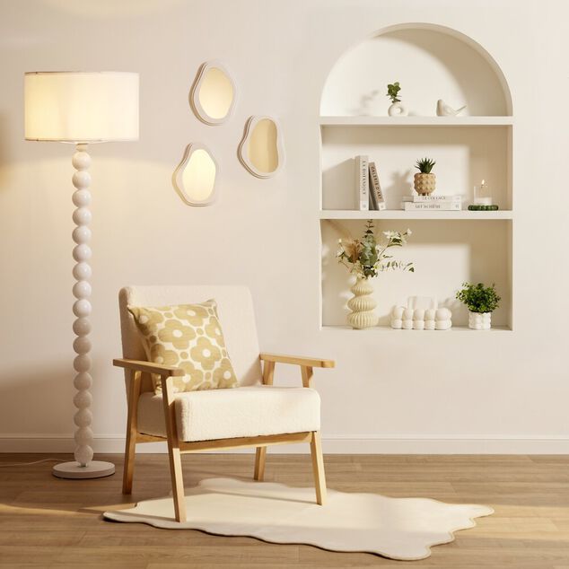 Lampadaire pied bubble en r&eacute;sine blanc &Oslash;45xH158cm