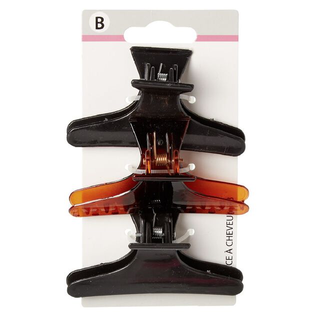 Pince &agrave; cheveux noir marron L.8 cm x3