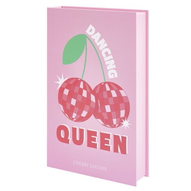 Bo&icirc;te de rangement forme livre Queen motif cerise 27x17x4cm