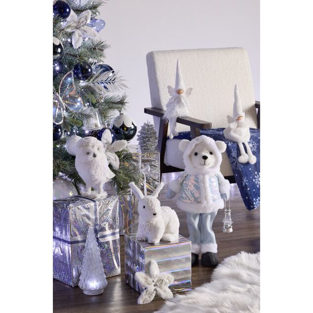 Plaid No&euml;l imprim&eacute; flocon de neige polyester L160X130 cm bleu