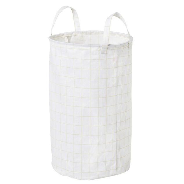 Panier &agrave; linge 60L tissu blanc