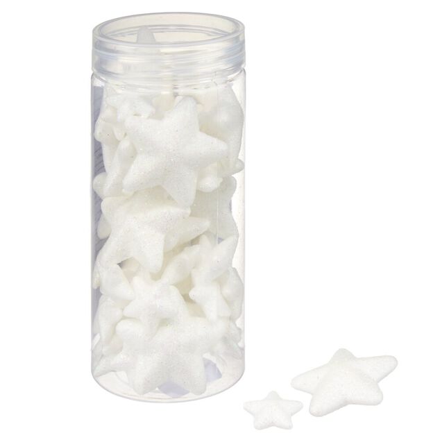 D&eacute;coration de table X50 pcs &eacute;toiles paillette L23X23 cm blanc iris&eacute;