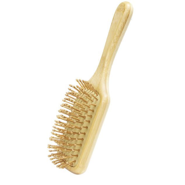 Brosse &agrave; cheveux rectangulaire en bambou 8x25cm