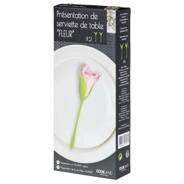 Pr&eacute;sentoir serviette papier forme tige verte fleur