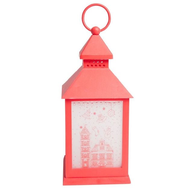 Lanterne rouge lumineuse 1LED blanc chaud H23cm