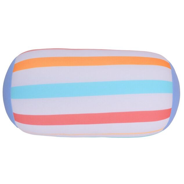 Coussin de plage microbilles Funky bayad&egrave;re rayures multicolores &Oslash;14xL27cm