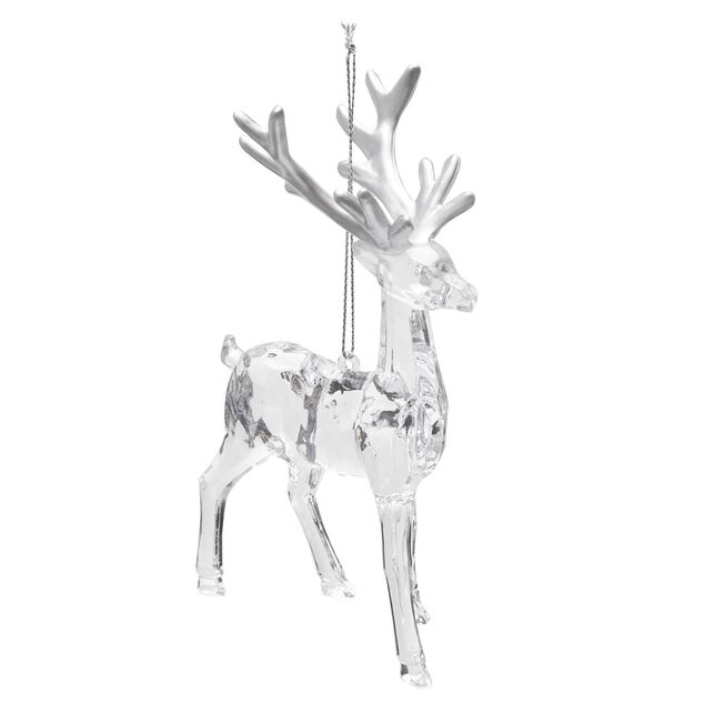 Cerf de No&euml;l acrylique iris&eacute; &agrave; suspendre H15cm