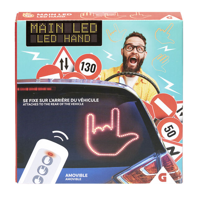 D&eacute;coration lumineuse pour arri&egrave;re voiture main LED 3 positions