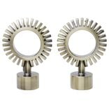 Embout tringle &agrave; rideau &Oslash;20mm aluminium bross&eacute; x2 forme engrenage