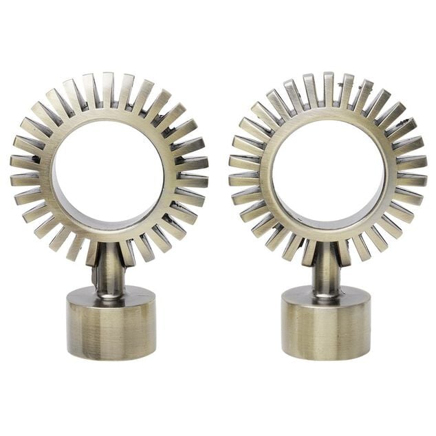 Embout tringle &agrave; rideau &Oslash;20mm aluminium bross&eacute; x2 forme engrenage