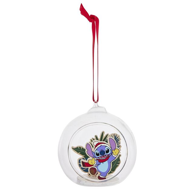 Boule de No&euml;l Disney Stitch en verre et bois &Oslash;8cm