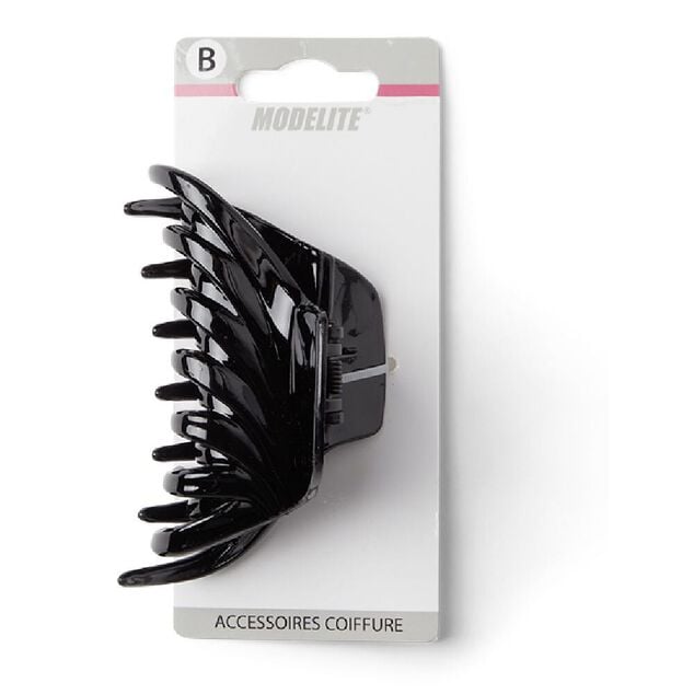 Pince &agrave; cheveux effet papillon plastique noir brillant 9cm