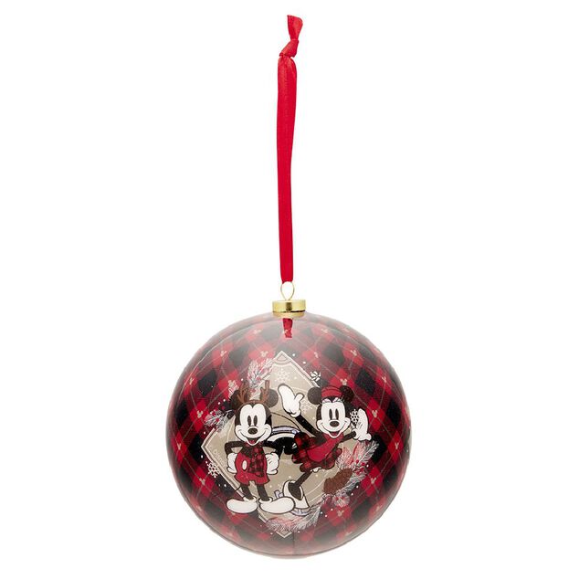 Boule de No&euml;l Disney Minnie Mickey rouge et noire &Oslash;10cm