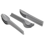 M&eacute;nag&egrave;re  r&eacute;utilisable gris 18 couverts &agrave; base d'amidon de ma&iuml;s