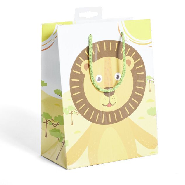 Sac cadeau enfant lion beige et marron - Taille M