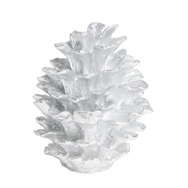 Bougie de No&euml;l pomme de pin gris argent&eacute; 20H - &Oslash;10,5xH13,5cm