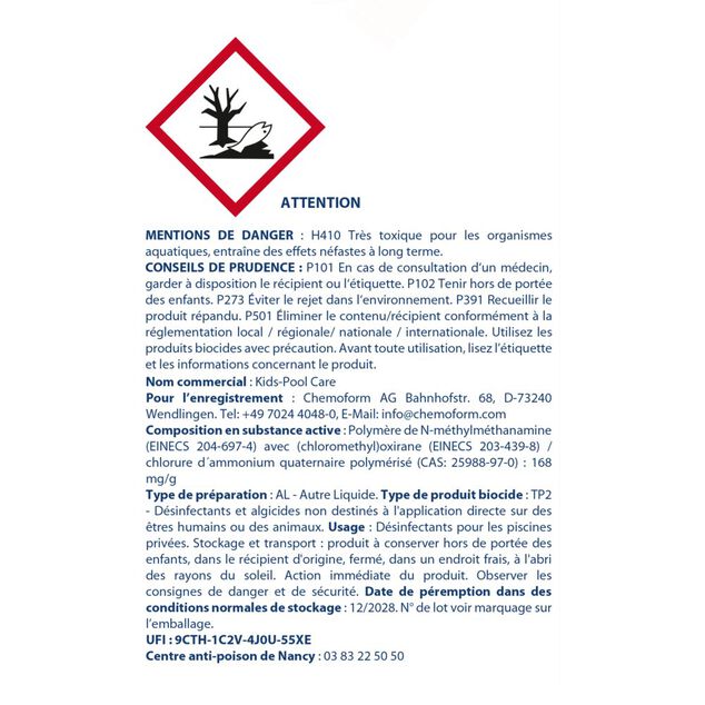 Traitement sans chlore pour piscine sans filtration < 1,2 m3