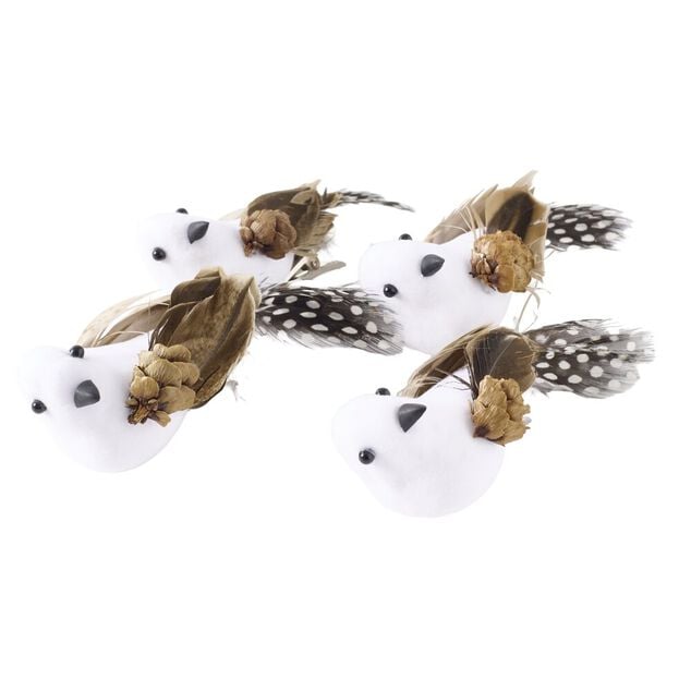 Oiseaux d&eacute;coratifs x4 &agrave; clipser