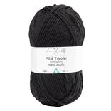 Pelote de fil &agrave; tricoter acrylique noir 100Gr