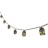 Guirlande solaire jute avec bouteilles plastique fum&eacute;e noire suspendues 2,7m