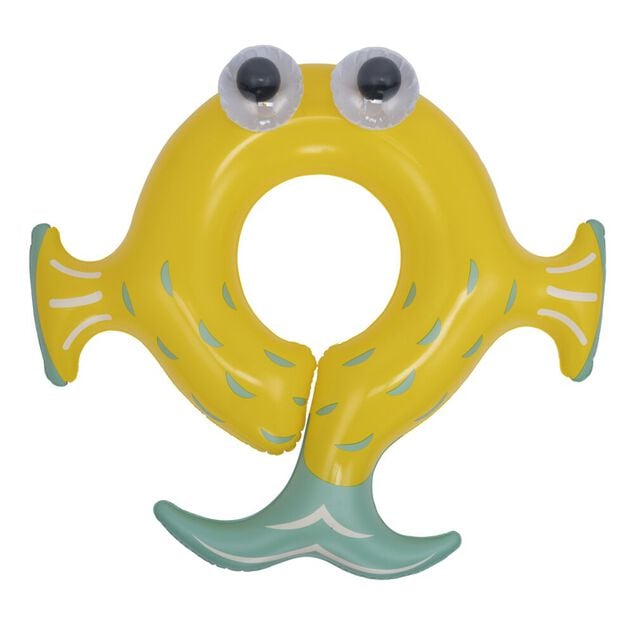 Bou&eacute;e gonflable enfant forme poisson jaune gros yeux 75x72xH20cm