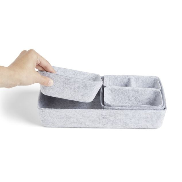 Pani&egrave;re de rangement en feutrine lot de 5 tailles